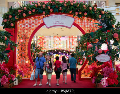 Cultural decoration during the Chinese New Year of auspicious monkey 2016 at Pavilion shopping gallery, Kuala Lumpur Malaysia. Stock Photo