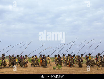 Dimi ceremony in the Dassanech tribe to celebrate circumcision of teenagers, Omo Valley, Omorate, Ethiopia Stock Photo