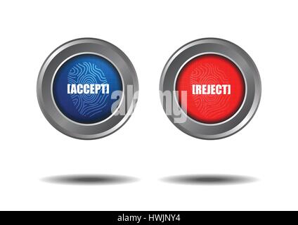 Vector : Accept and reject finger print buttons on white background Stock Vector