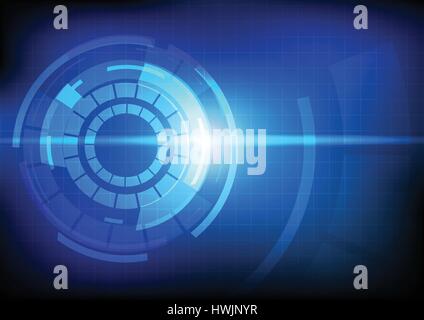 Vector : Abstract circle with grid on blue technology background Stock Vector