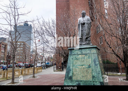 Confucius Statue in Chinatown - New York, USA Stock Photo