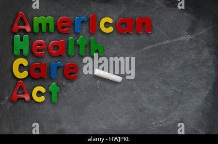 American Health Care Act illustration on chalkboard Stock Photo