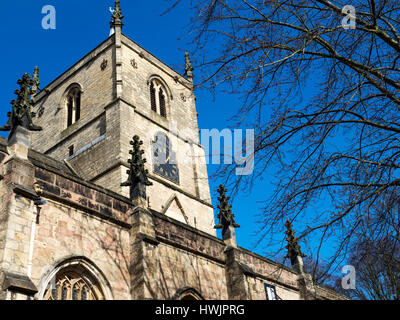 Clock Tower at St Johns Church in Early Spring Knaresborough North Yorkshire England Stock Photo