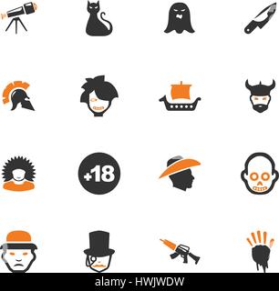 Set of movie genres black icons isolated on white. Vector illustration Stock Vector
