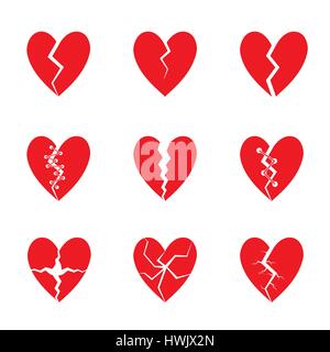 Red heart set Stock Vector