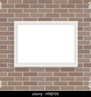 White Frame on Brick Wall Vector Illustration Background Stock Vector