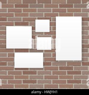 White Frame on Brick Wall Vector Illustration Background Stock Vector