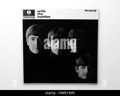 Rare 1963 With the Beatles, mono album by Parlophone Stock Photo