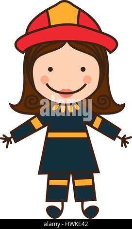 happy woman firefighter icon Stock Vector