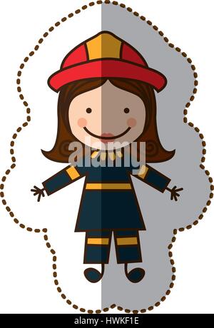 happy woman firefighter icon Stock Vector