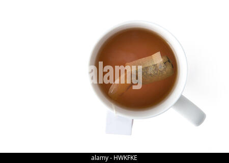 top view of tea cup and tea bag with clipping path Stock Photo
