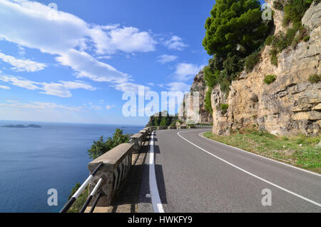 Curving roadway along the Amalfi Coast in Italy. Stock Photo