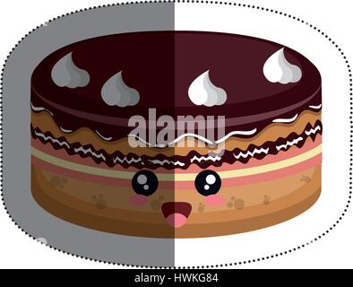 kawaii cake cartoon icon over white background. colorful design. vector illustration Stock Vector