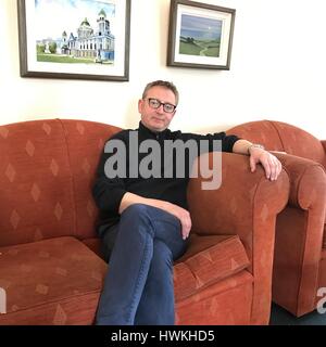 Alan McBride, whose wife Sharon was killed in the IRA Shankill Road bomb in October 1993, during an interview in which he paid tribute to Martin McGuinness for his role in bringing peace to the region. Stock Photo