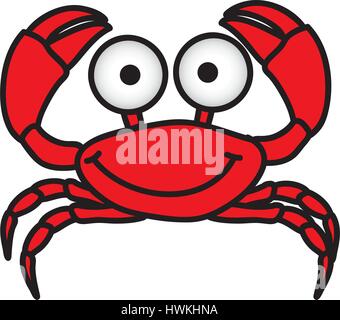 happy crab cartoon icon Stock Vector