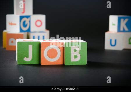 JOB word with colorful blocks. job recruitment word occupation block concept Stock Photo