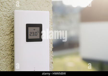 Home weather station. Digital indoor temperature and humidity sensor Stock  Photo - Alamy