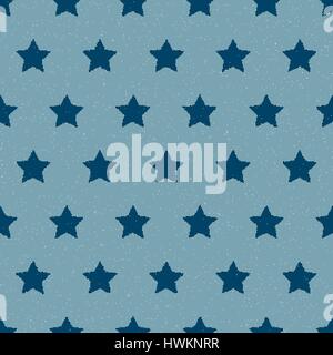 Blue denim starry jeans seamless pattern Stock Vector