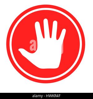 Stop sign with human hand. Warning symbol, hazardous icon Stock Vector