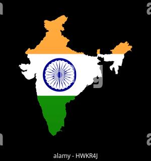 The detailed map of the India with flag Stock Vector
