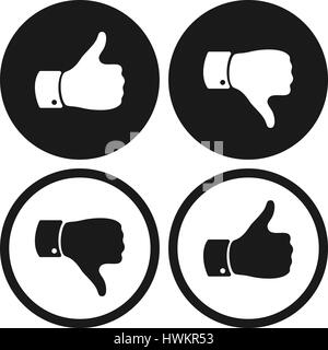 Thumb up and down symbols. Human hand icon. Sign of Like and Dislike. Voting good or bad signs Stock Vector