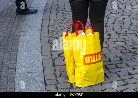 Purchase in plastic bags from supermarket Stock Photo