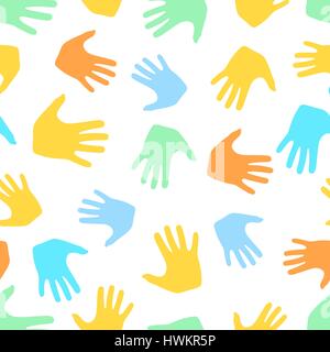 Seamless pattern from hands. Abstract backdrop, background from human palms Stock Vector