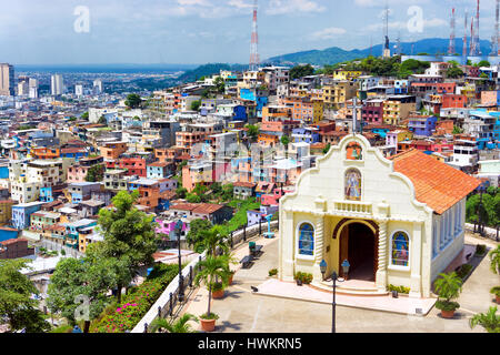 Church in the city of Guayaquil, Ecuador on Santa Ana Hill Stock Photo