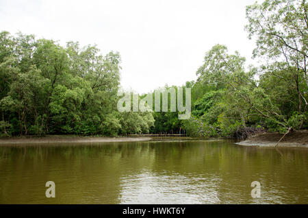 Movement of water of river at Pak Nam Prasae town in Rayong, Thailand. Stock Photo