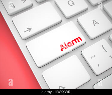 Alarm - Inscription on White Keyboard Button. 3D. Stock Photo