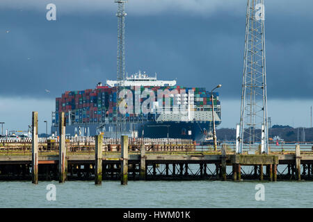 CMA CGM container ship Benjamin Franklin arriving at Southampton, UK ...