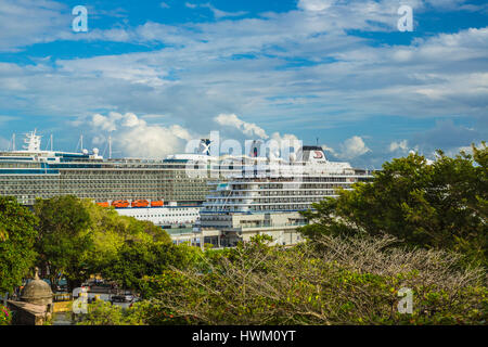 cruise liners in port of San Juan Puerto Rico PR Stock Photo