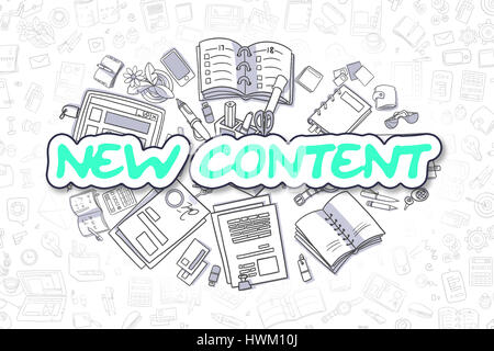 New Content - Cartoon Green Word. Business Concept. Stock Photo