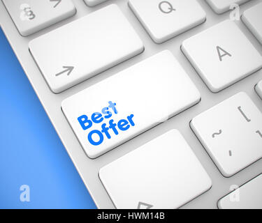 Best Offer - Message on the White Keyboard Keypad. 3D. Stock Photo