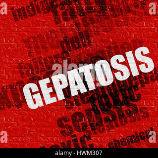 Modern medical concept: Gepatosis on Red Brick Wall. Stock Photo