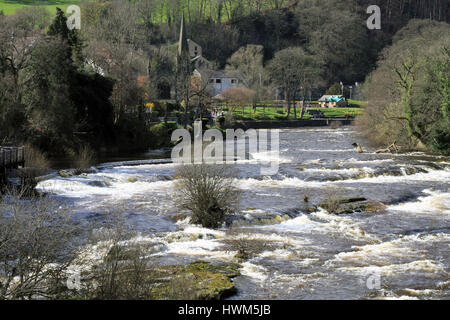 Fast flowing river Dee Llangollen Wales Stock Photo
