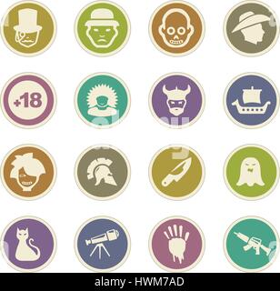 Set of movie genres black icons isolated on white. Vector illustration Stock Vector