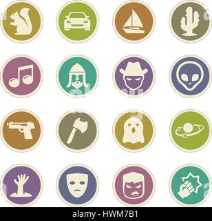 Set of movie genres black icons isolated on white. Vector illustration Stock Vector