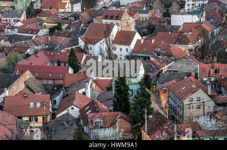 Zemun, Serbia - View of Gardoš on the banks of the Danube at twilight Stock Photo