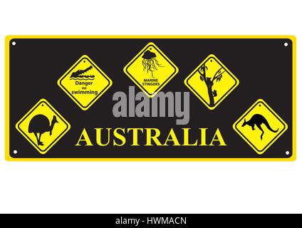 Number plate with Australian signs of wildlife Stock Vector