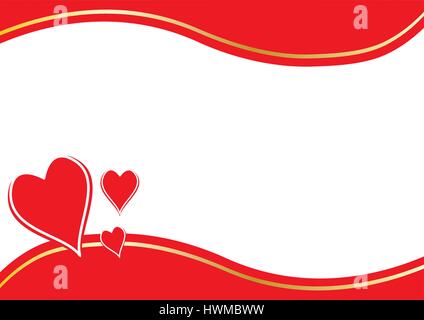 three red hearts with border and space in the middle Stock Vector