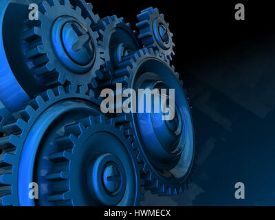 abstract 3d illustration of gear wheels background Stock Photo