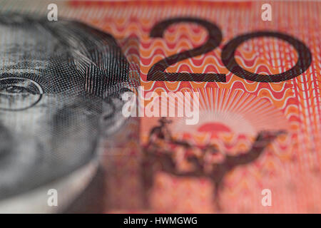 twenty dollar denomination of Australian Stock Photo