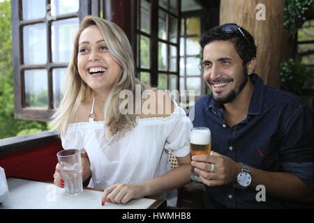 Brazilian couple in a Rio restaurant Stock Photo