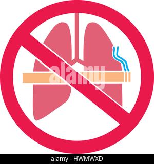 Don't smoke sticker vector design with lungs Stock Vector