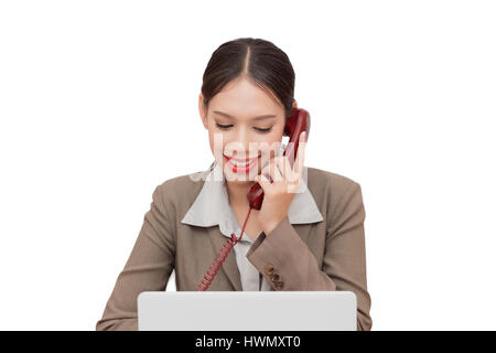 Businesswoman talking on the phone. isolated on white Stock Photo
