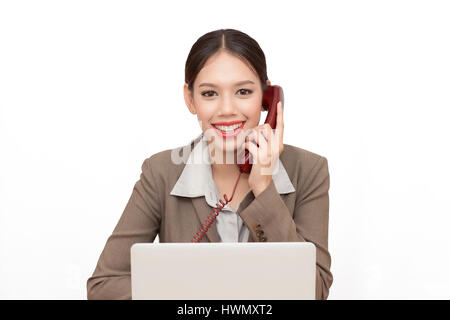 Businesswoman talking on the phone. isolated on white Stock Photo