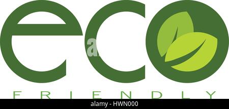 Eco friendly sticker, tag or label with green leaves. Stock Vector