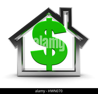 abstract 3d illustration of house symbol with dollar sign inside Stock Photo