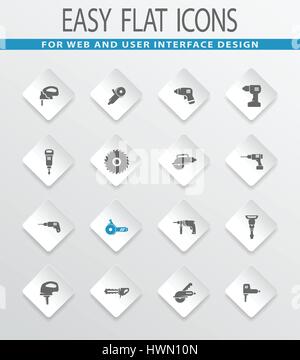 Power tools easy flat web icons for user interface design Stock Vector